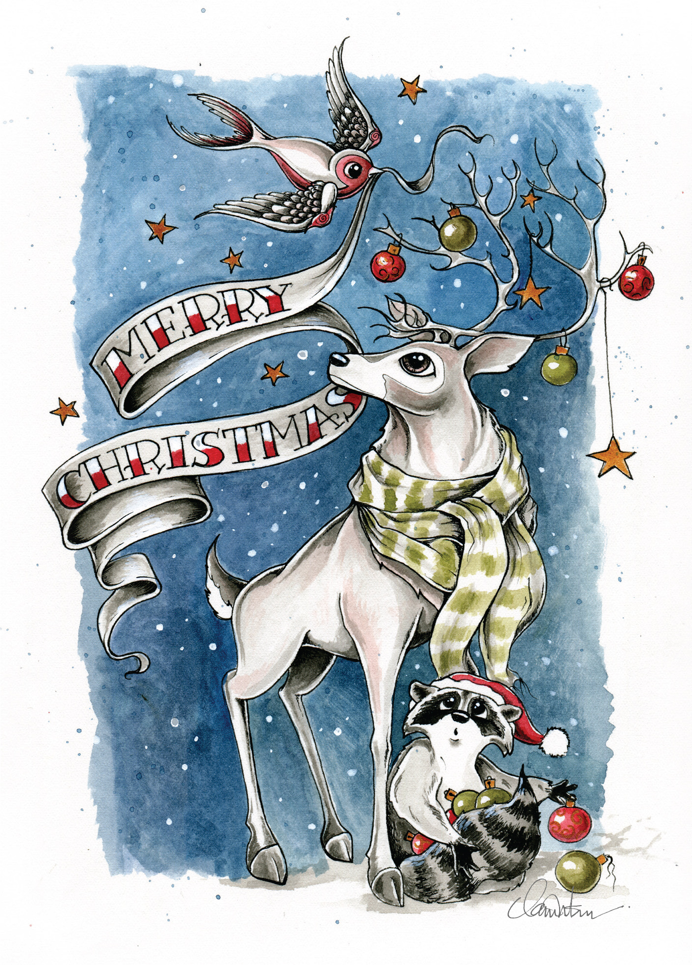 Christmas Animals Holiday Cards // Illustration