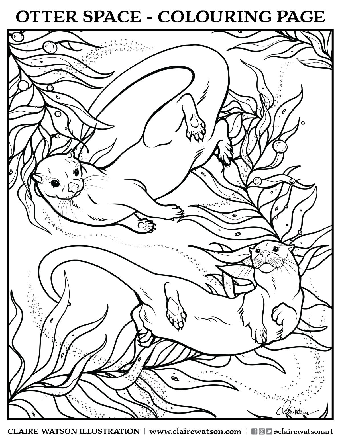 Otter Space - Colouring Page — CLAIRE VICTORIA // Art, Illustration and  Design