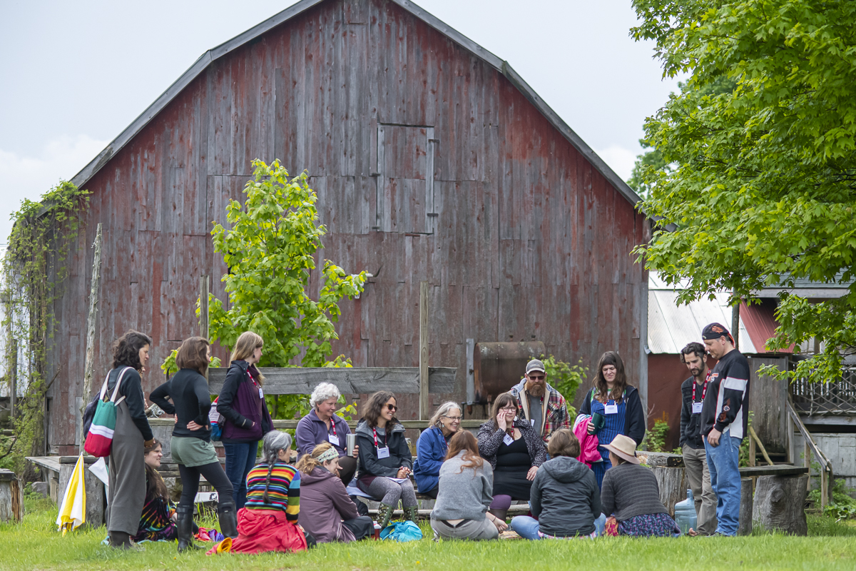Workshop around the fire pit at Earthwork Farm