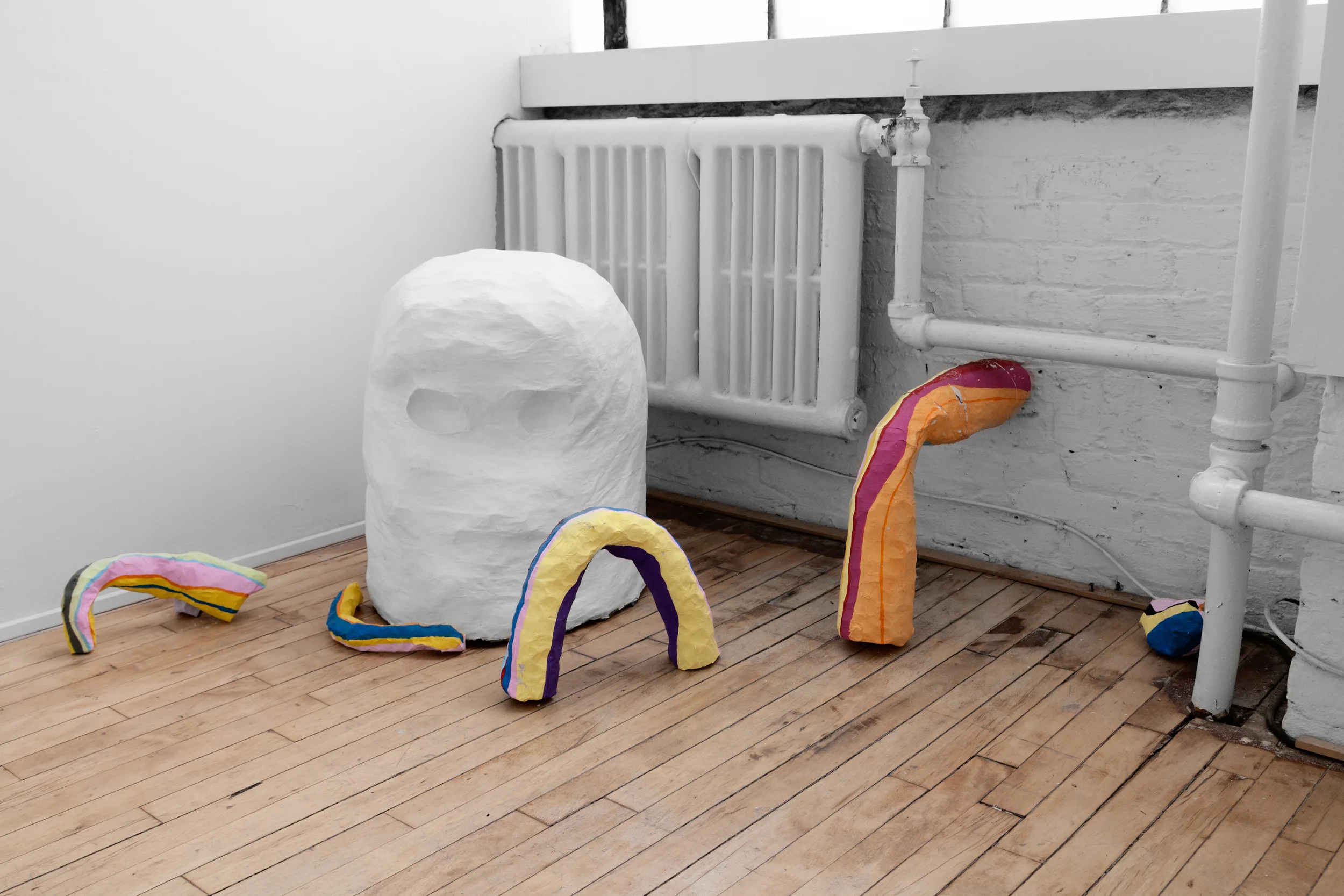 ghost girl at the party , 2016 Papier-mâché, acrylic paint, wire Dimensions variable photo by Maggie Shannon