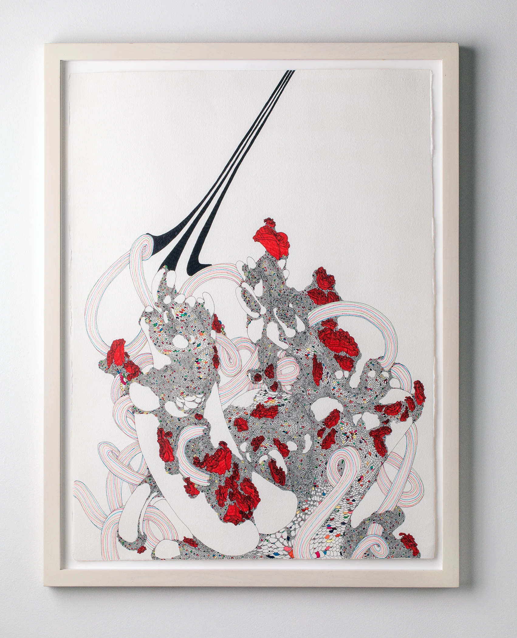 Rainbow Roses 2012 30 x 22 inches Pen, marker, and glitter glue on paper
