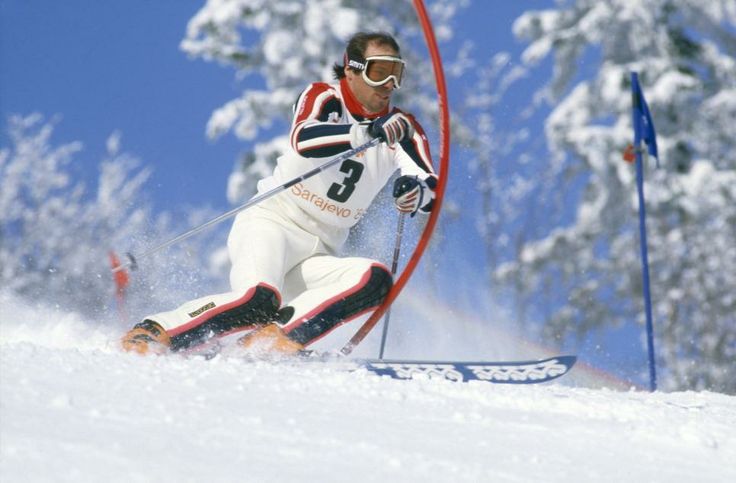 Steve led after the first run of the '84 slalom, but was caught by Phil for the gold. His response: "Phil was born four minutes ahead of me - I've been chasing him ever since"