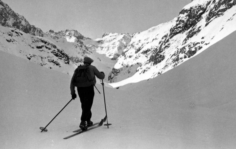 Hannes touring in his native Austria. Following the annexation of Austria into Nazi Germany in 1938, Hannes was jailed for repeatedly violating Nazi policies and was forced to flee, settling in North Conway, NH.
