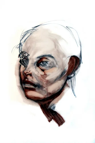Metal Head 19 2009, multi-media on mylar, 51 x 76 cm