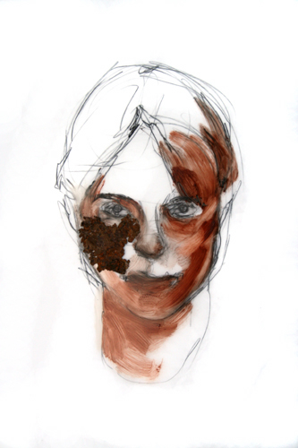 Metal Head 21 2009, multi-media on mylar, 51 x 76 cm