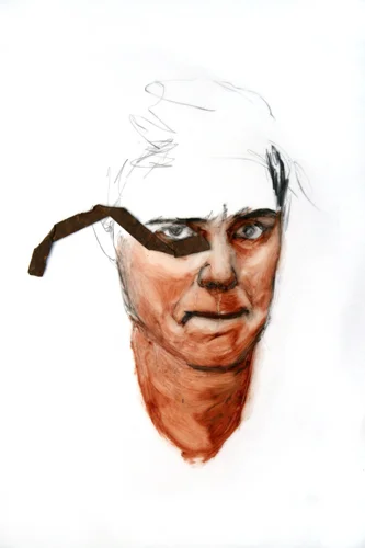 Metal Head 35 2009, multi-media on mylar, 51 x 76 cm