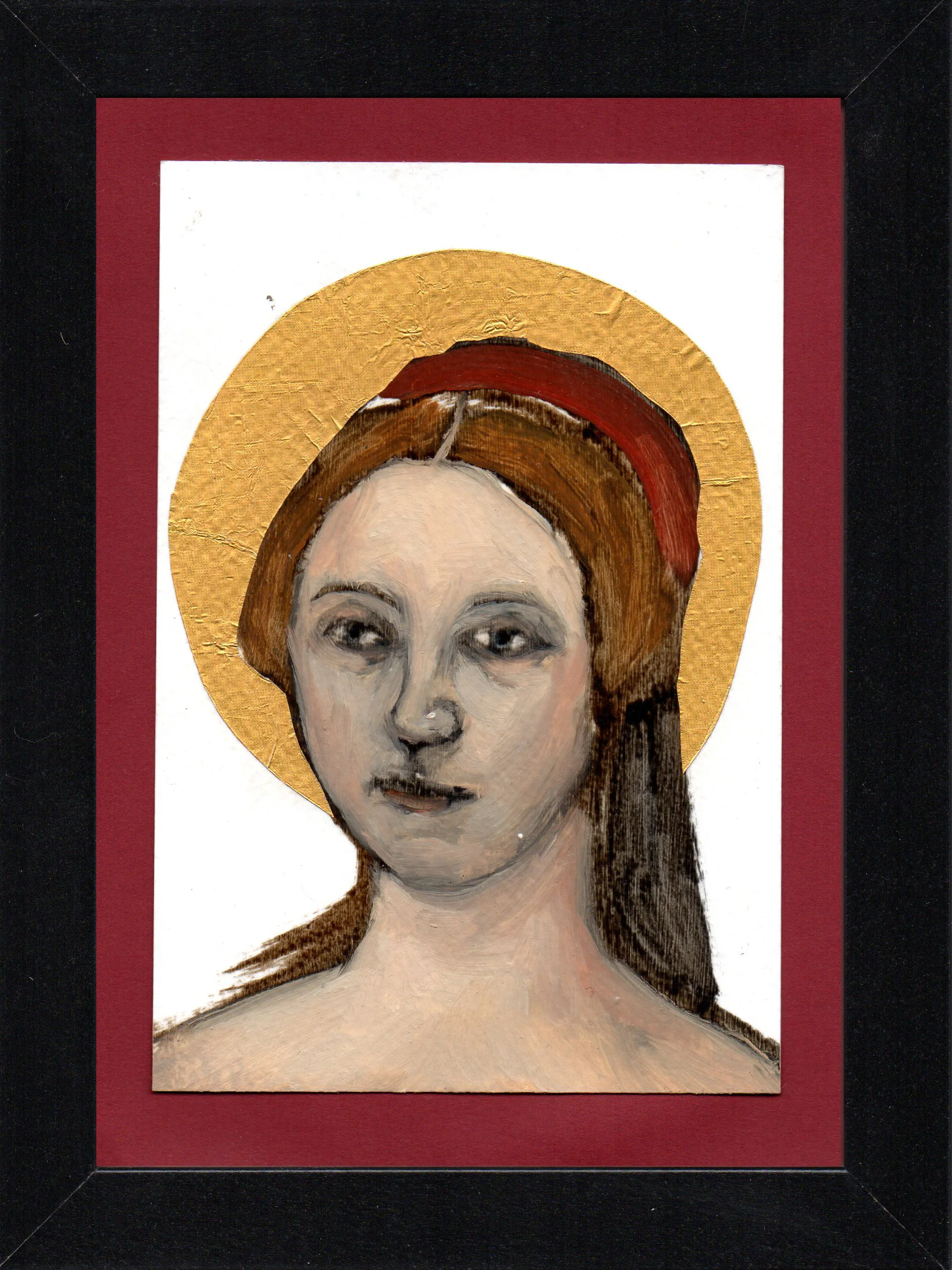 Postcard Saint 5, oil & gold foil on paper 10.5 x 15 cm (4" x 6"), 2016