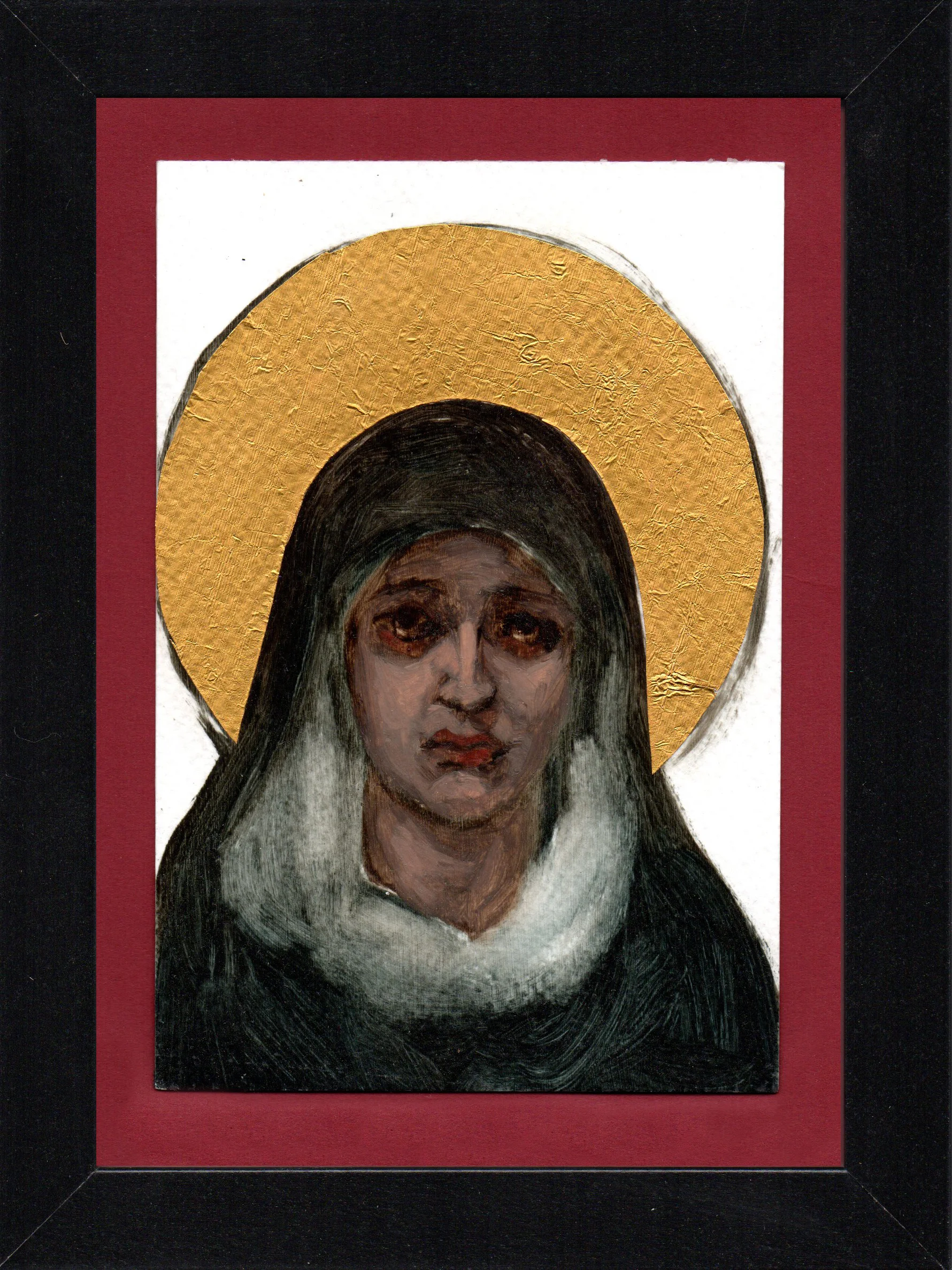 Postcard Saint 6, oil & gold foil on paper 10.5 x 15 cm (4" x 6"), 2016