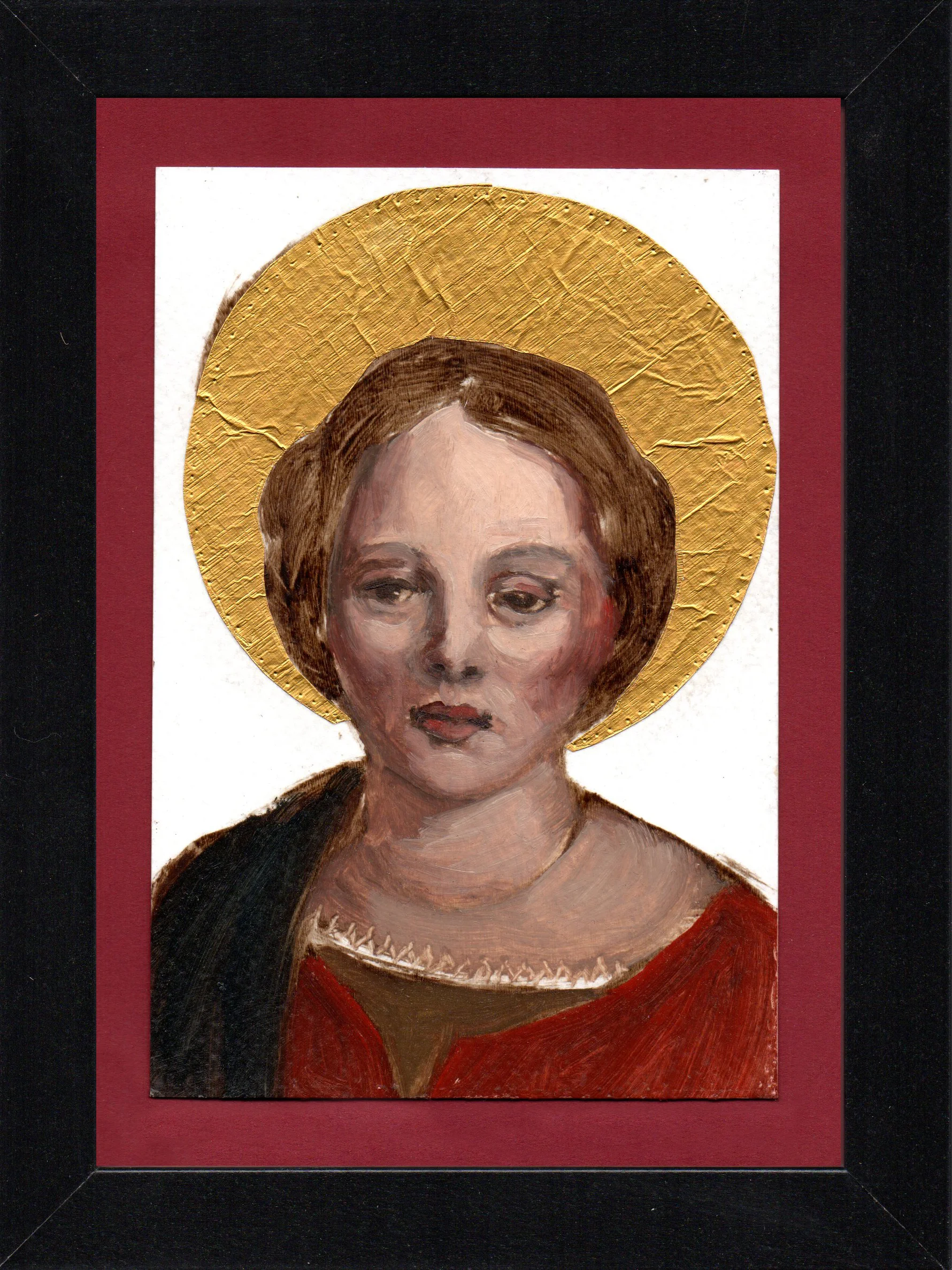 Postcard Saint 10, oil & gold foil on paper 10.5 x 15 cm (4" x 6"), 2016