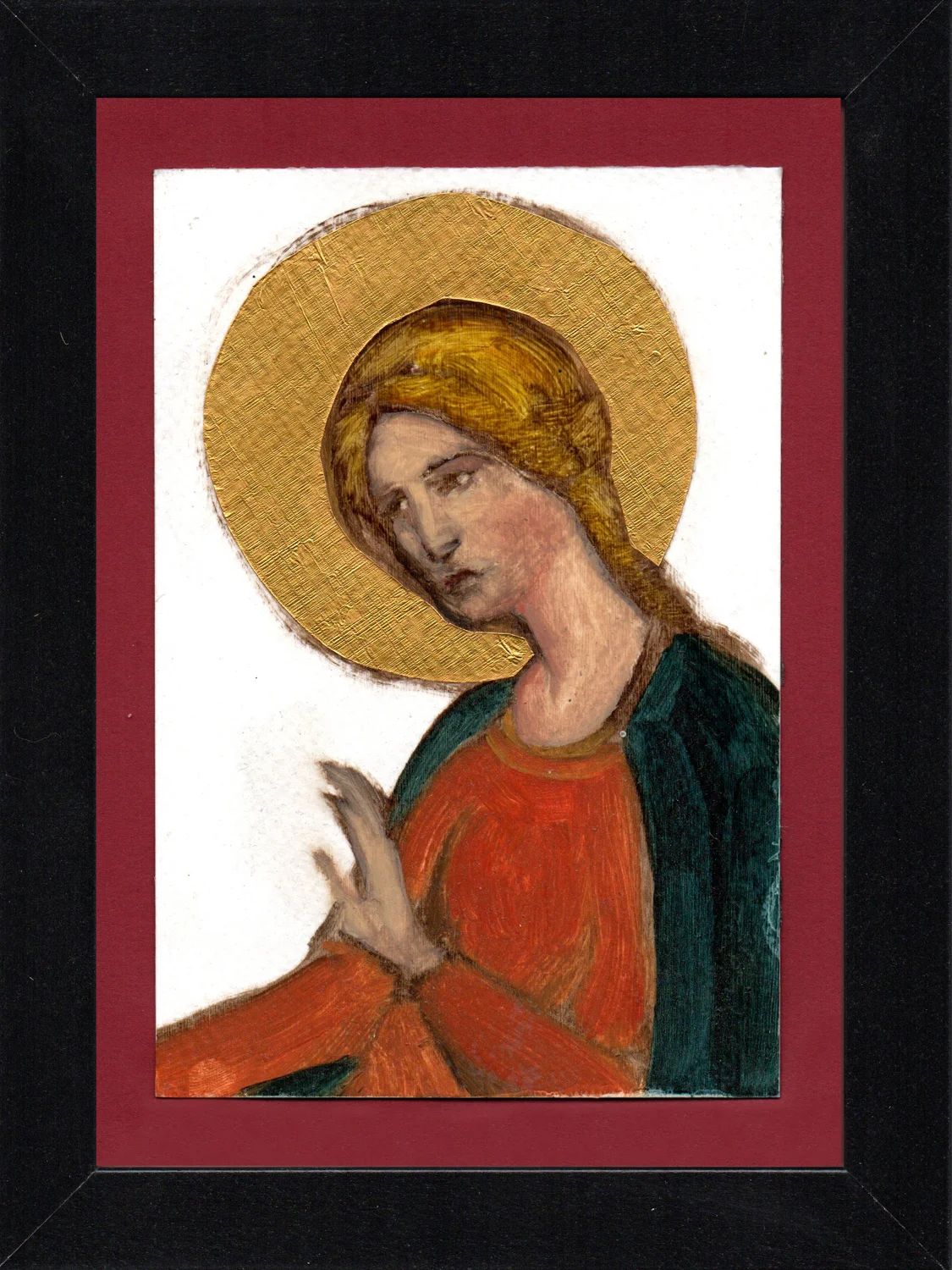 Postcard Saint 12, oil & gold foil on paper 10.5 x 15 cm (4" x 6"), 2016