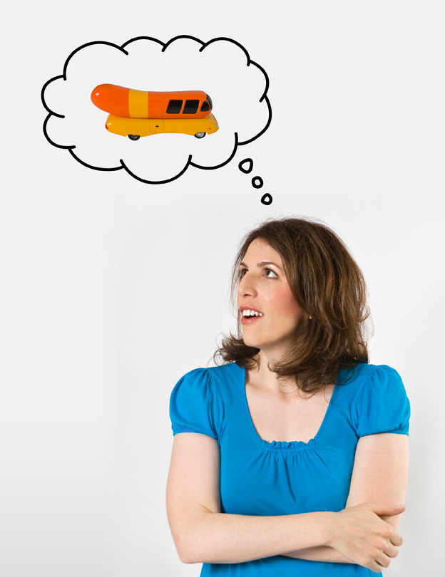 Need a pork pun?After spending a year and a half behind the windshield of the Wienermobile, I've got oodles. There's no way you could ketchup with me. (you're welcome)