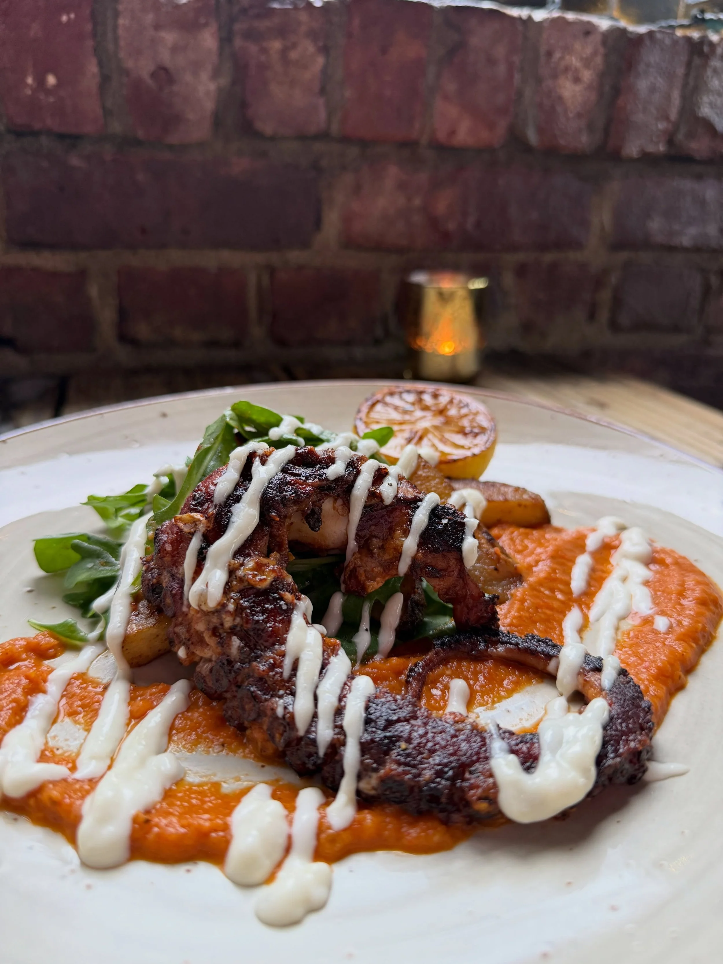Seems like something you should probably investigate in person. 👀

Our Charred Octopus got a little fall refresh &mdash; now with harissa, crispy potatoes, bravas sauce + garlic aioli.

Same Beginnings favorite. New season, new situation. ✨

And whi