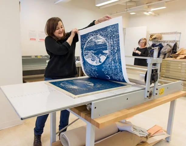 printing Lunette on the Takach press, the Art Center, Highland Park