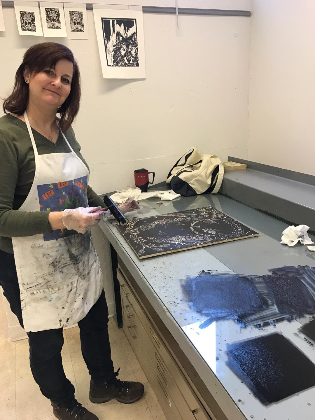 printing Taking Flight, inking stage