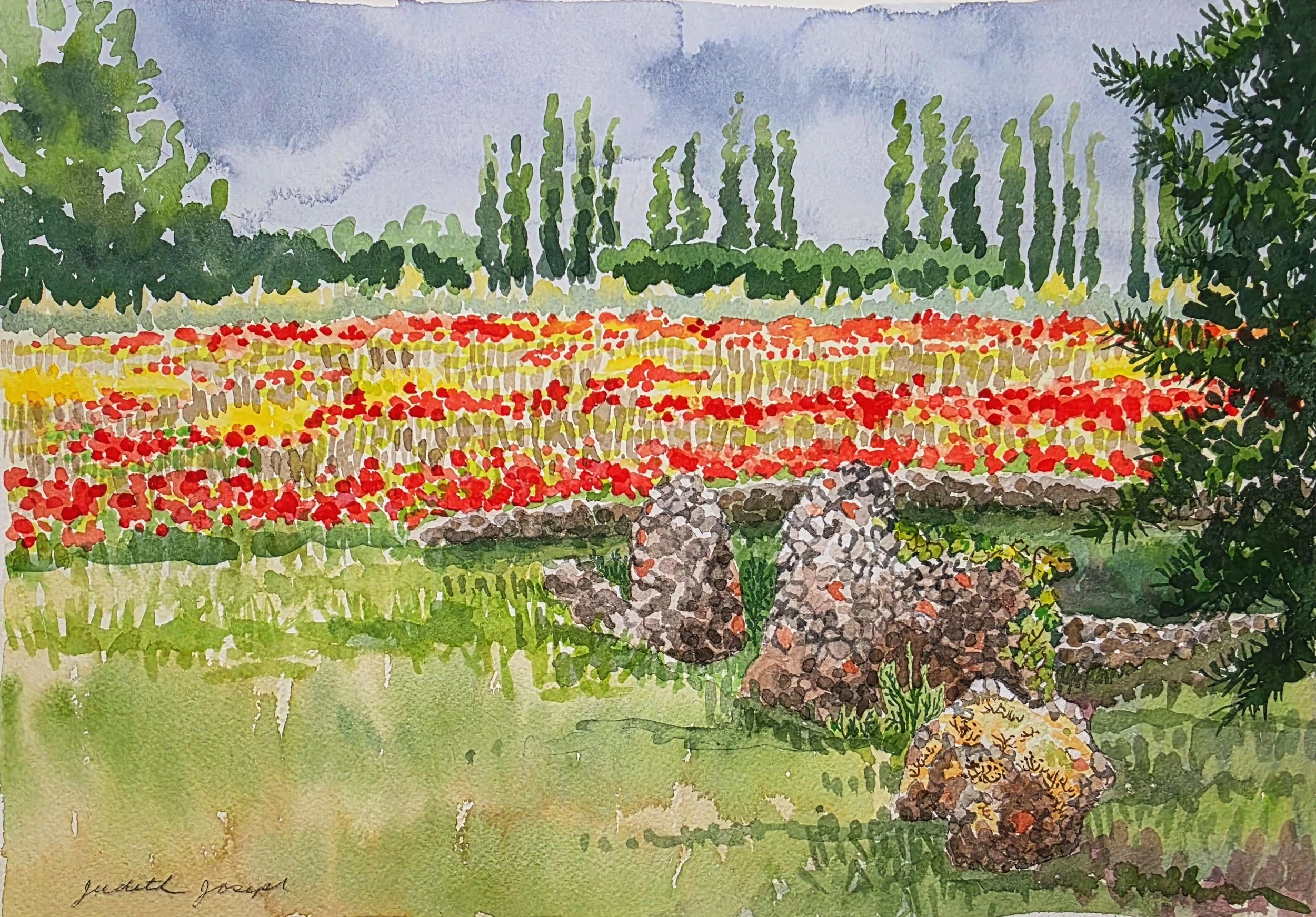 Field of Poppies with Ruins