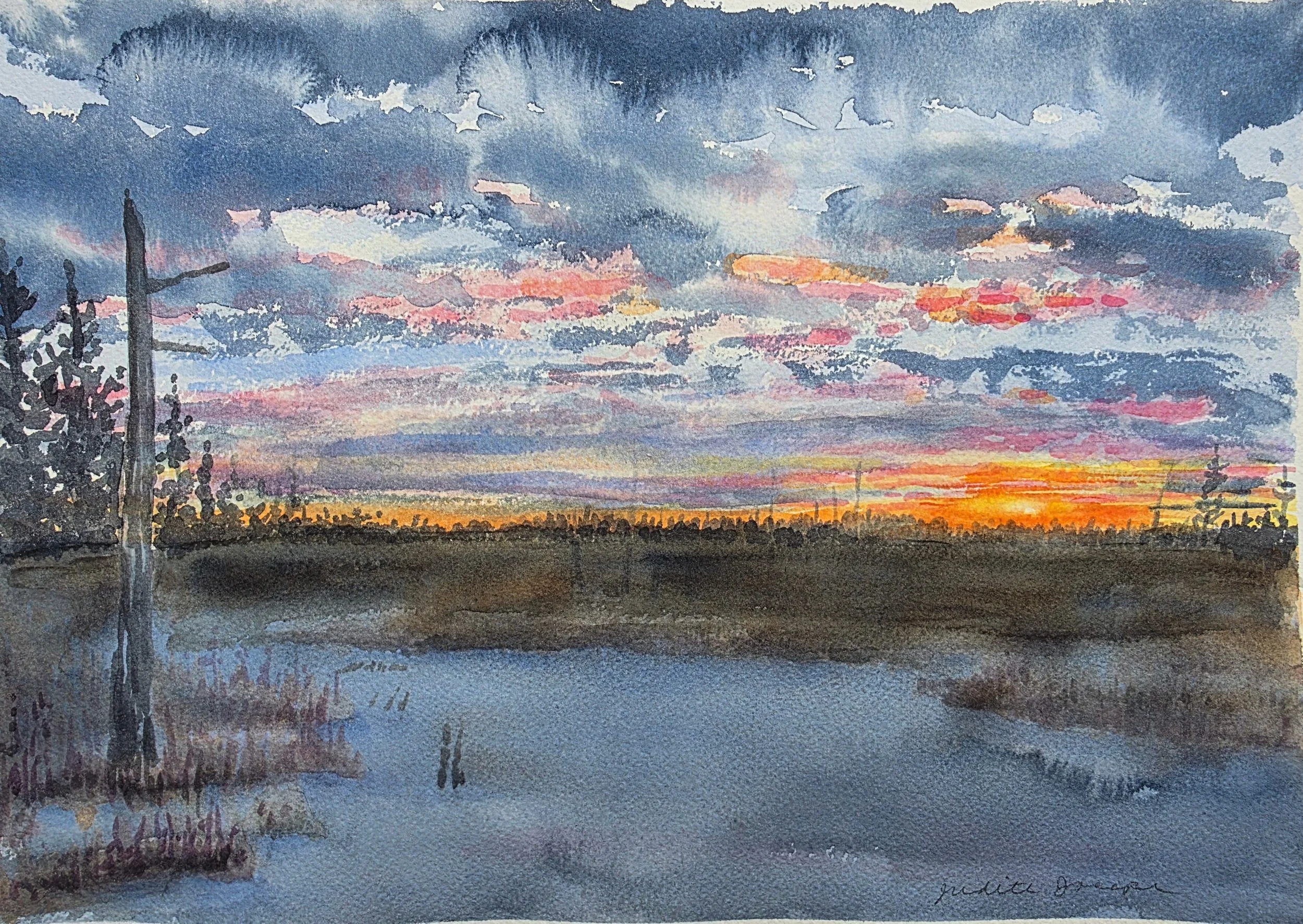 Wisconsin Winter Sunset over Marsh, after photo by Bob Kovar