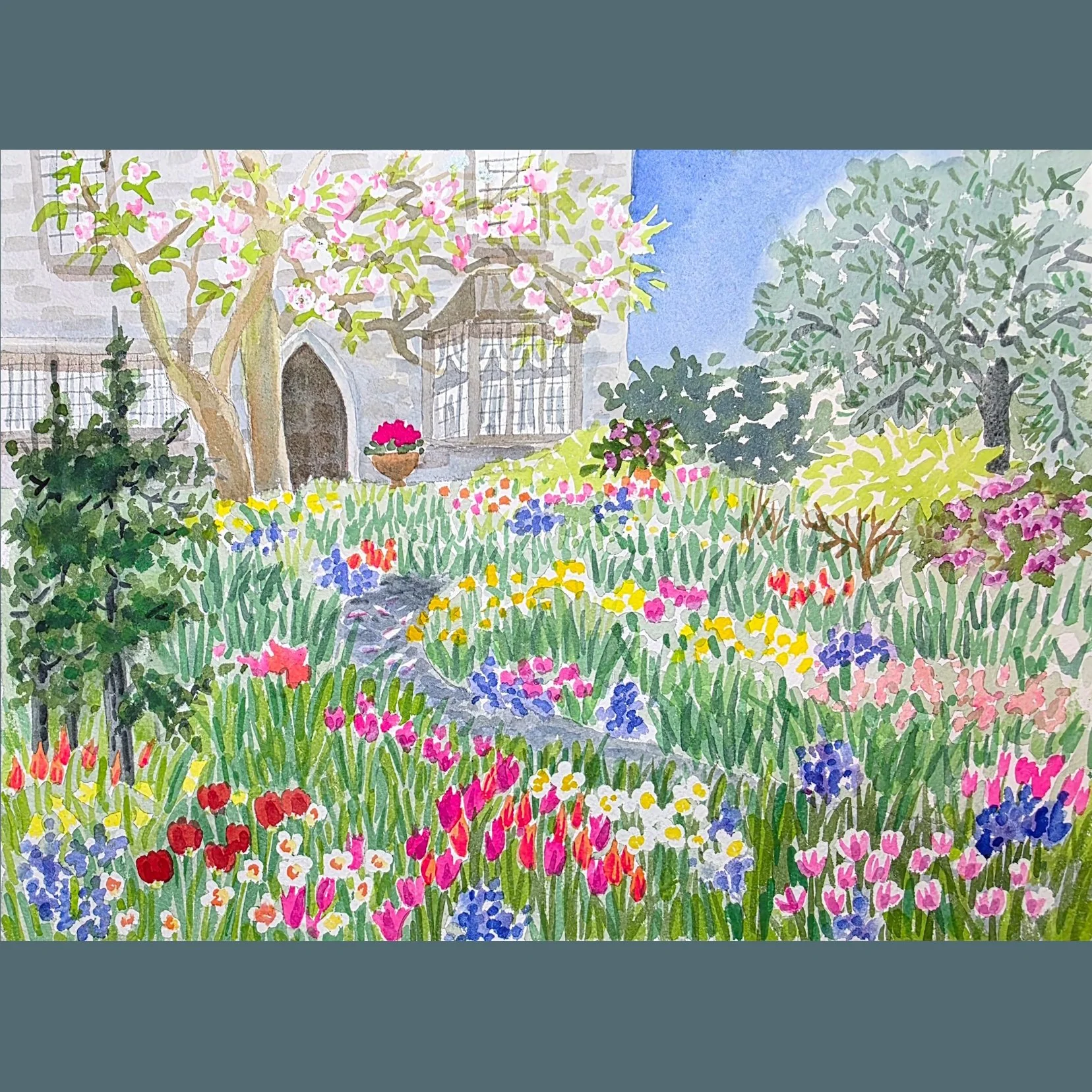 My students in Painting the Natural World at the #chicagobotanicgarden were a bit daunted by this busy subject-- but they all did a great job with it! We worked together on how to create order and a sense of depth. #watercolorclasses #onlinewatercolo