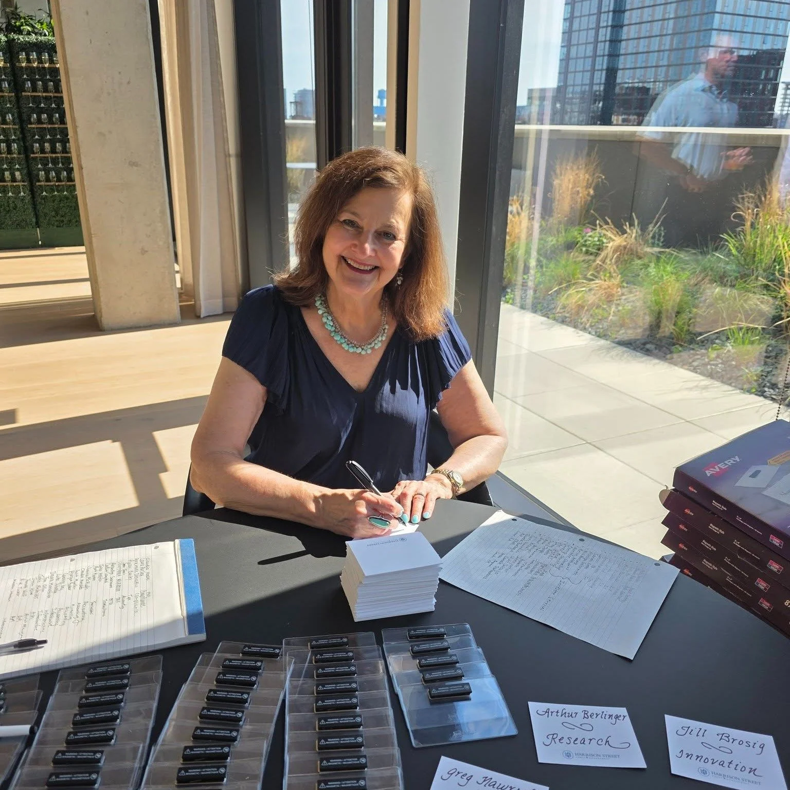On-site calligraphy gig yesterday for a corporate event for Harrison Street Asset Management, arranged by @celebrationauthority. I inscribed around a hundred name tags. Photos by lovely photographer @lisakay_creative . #onsitecalligraphy #eventcallig