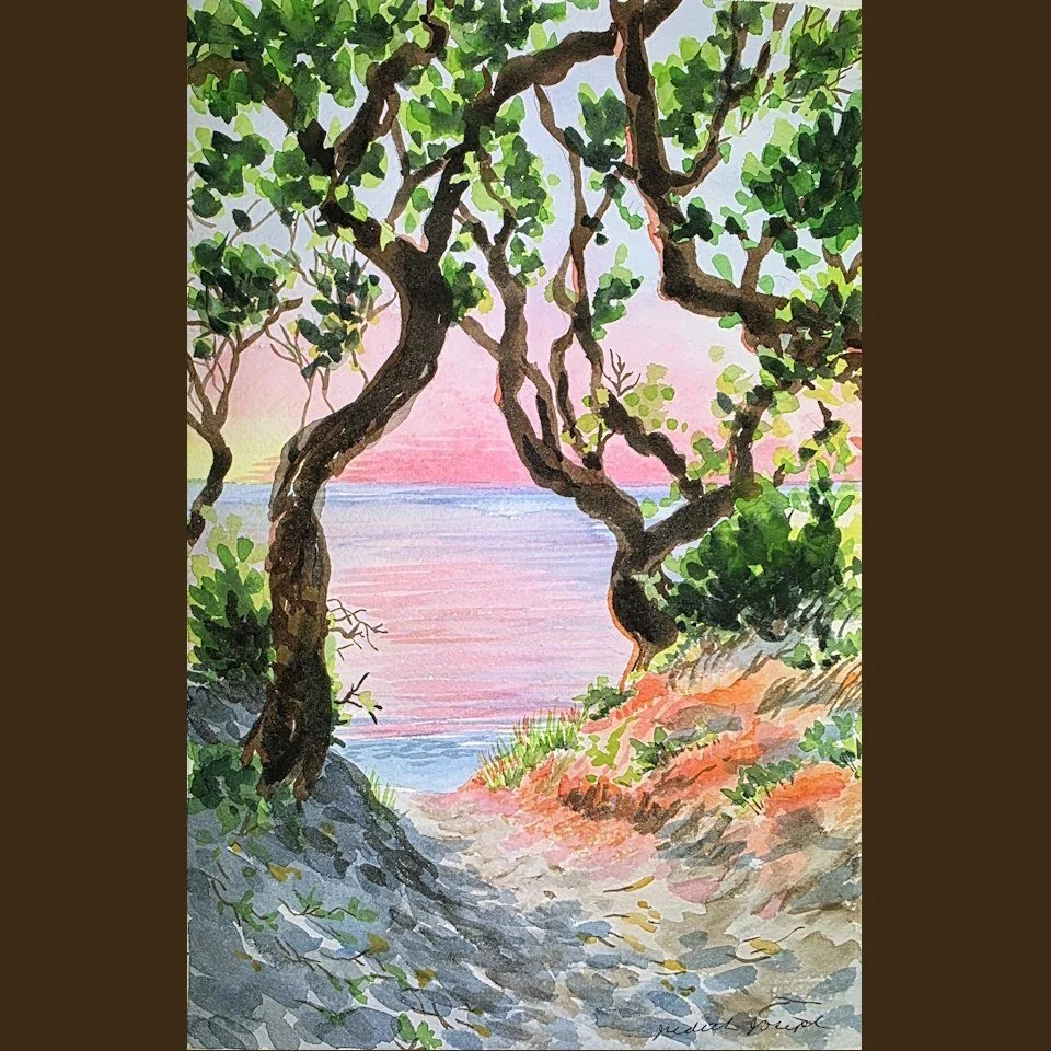 Are you headed to the beach? Here are two renditions I did (as class examples) of Cape Cod beaches. We painted them in my watercolor class, Painting the Natural World at the #chicagobotanicgarden.  I chose these images because I wanted the challenge 