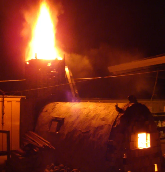 The first wood kiln built at College of the Redwoods in 2008. It was destroyed during a 6.5 earthquake in 2010.