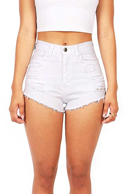 Denim High Waist White Cutoff Shorts.jpg