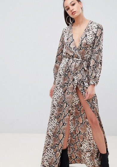 Misguided Snake Maxi Dress Asos