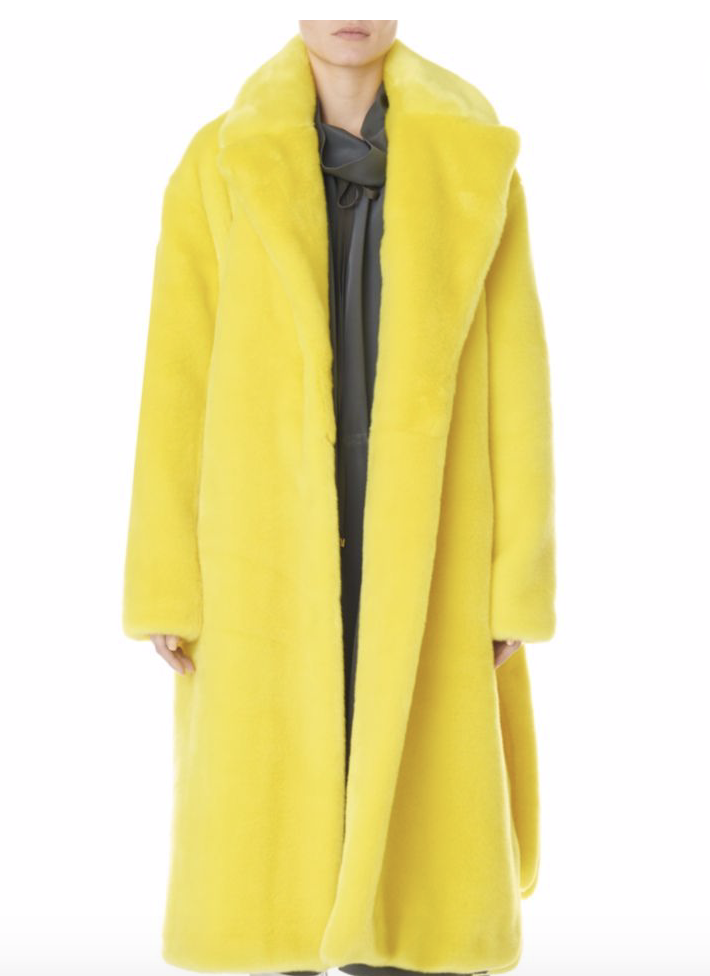 TIBI - OVERSIZED FAUX FUR BELTED TRENCH COAT