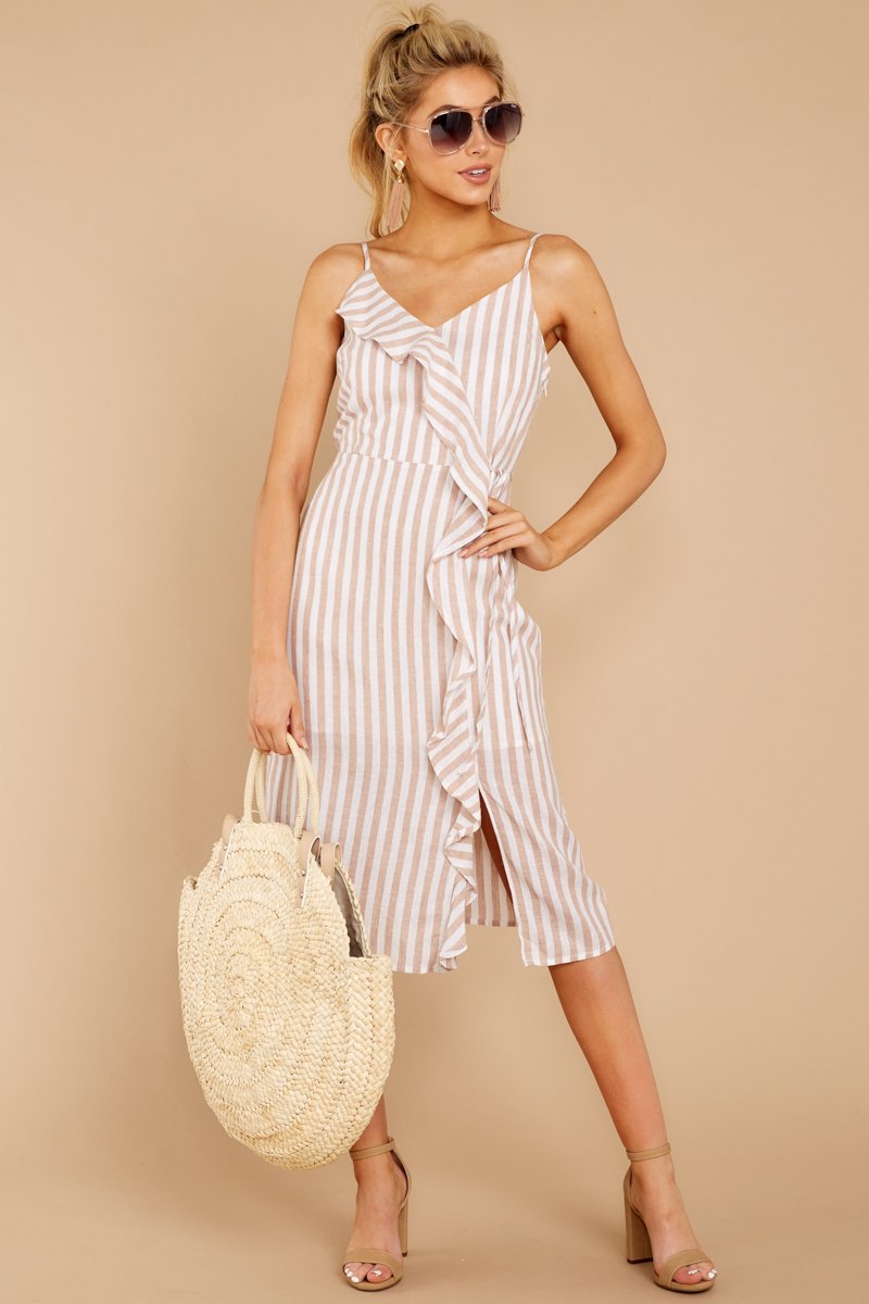 Spring Training Beige And White Stripe Midi Dress.jpg