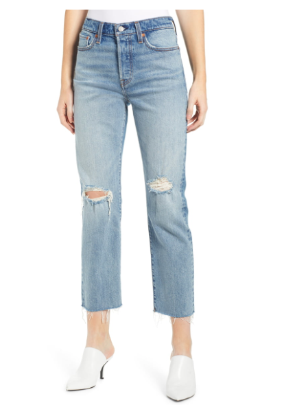 WEDGIE HIGH WAIST RIPPED CROP STRAIGHT LEG JEANS