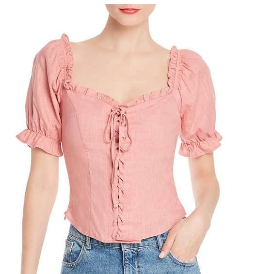 PAM RUFFLED LACE-UP BLOUSE