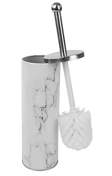 Home Basics White Faux Marble Bathroom Accessory (Toilet Brush)