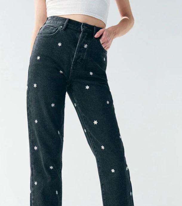 PacSun Black Daisy Print Jeans.JPG