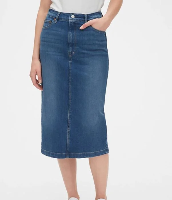 Gap High Rise Denim Midi Skirt.JPG
