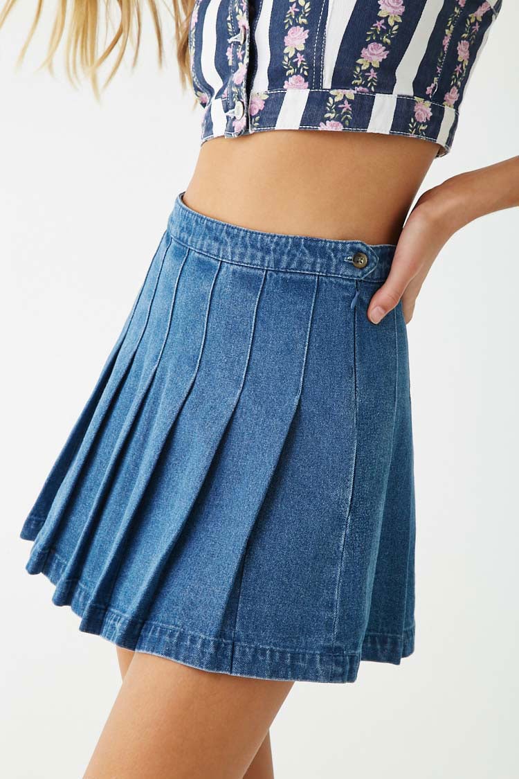 Forever21 Pleated Denim Mini Skirt.jpg