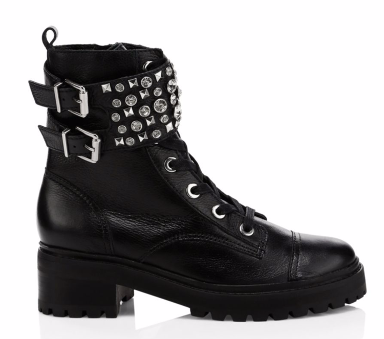 Jewelled Leather Combat Boots