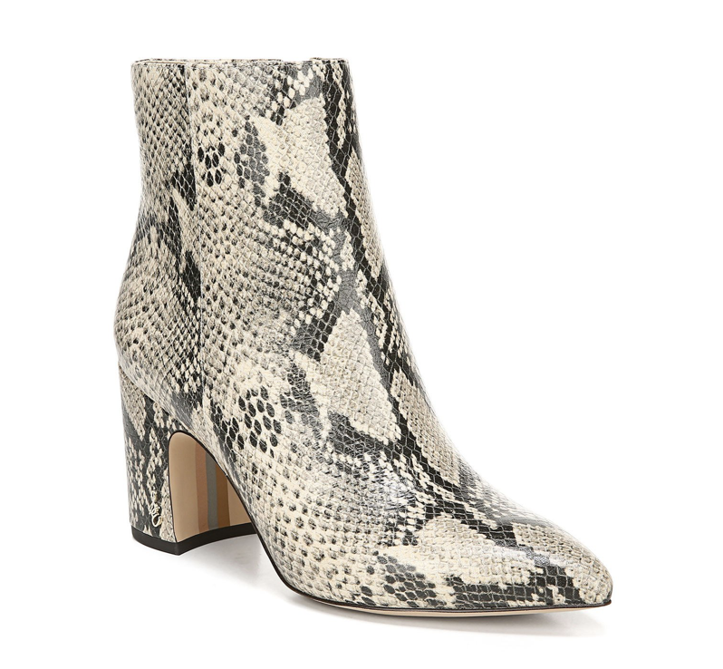 Hilty Snake-Print Leather Booties