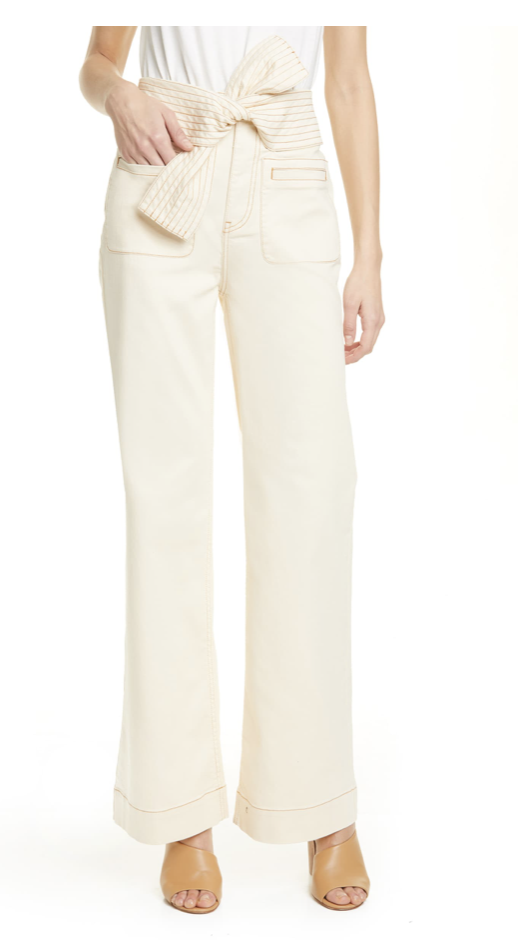 ULLA JOHNSON Wade Tie Waist Jeans, Main, color, CREAM Wade Tie Waist Jeans ULLA JOHNSON