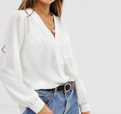 ASOS DESIGN long sleeve blouse with pocket detail in Ivory.JPG