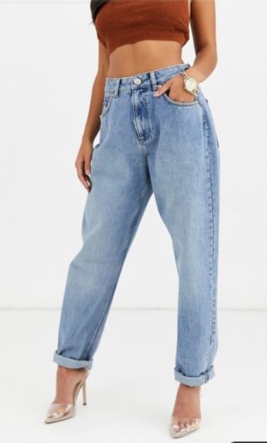 ASOS DESIGN Petite high rise 'slouchy' mom jeans in midwash.JPG