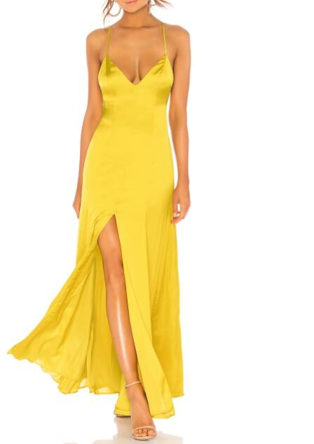 Revolve Yellow Silk Maxi Dress.JPG