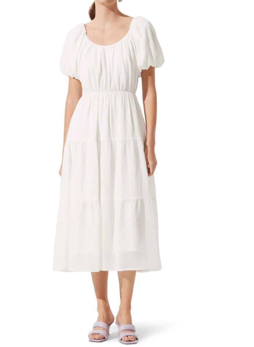 Ivory Tiered Short Sleeve Dress.JPG