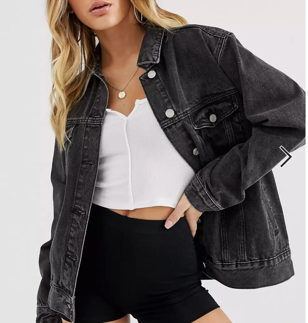 Missguided oversized denim jacket in black.JPG