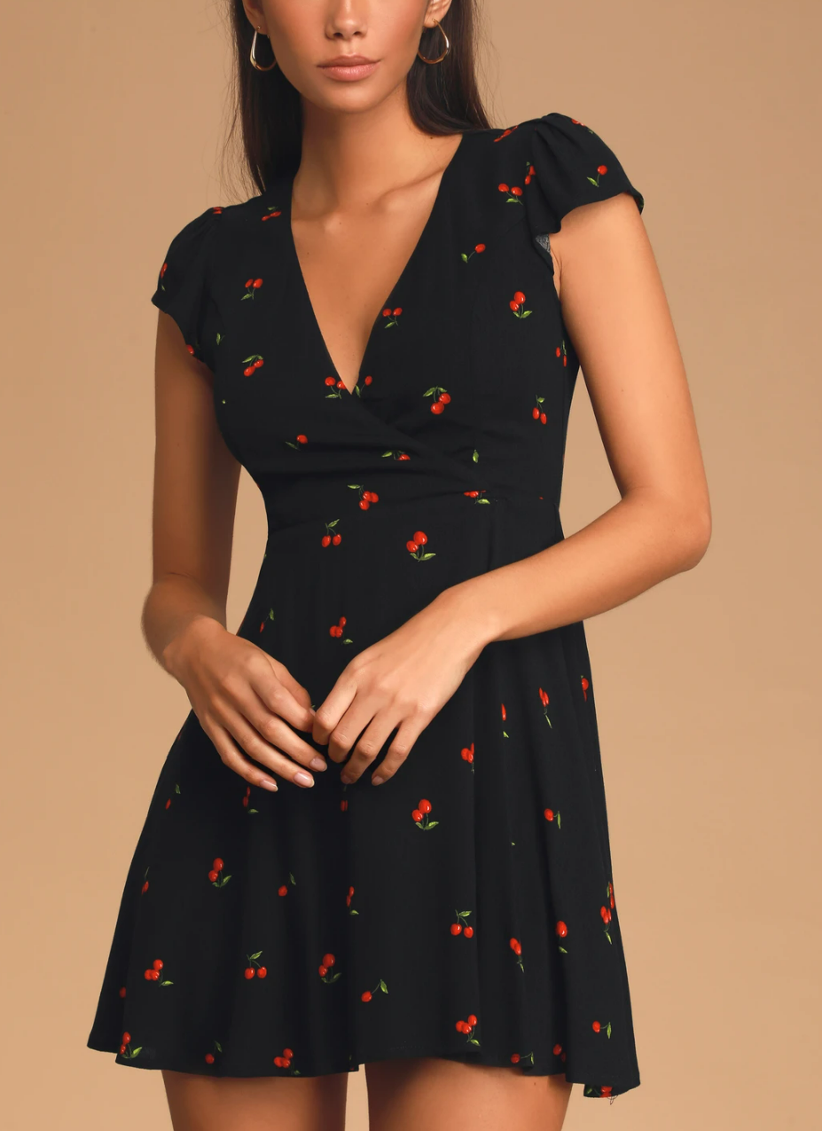 Best Day Ever Black Cherry Print Skater Dress.png