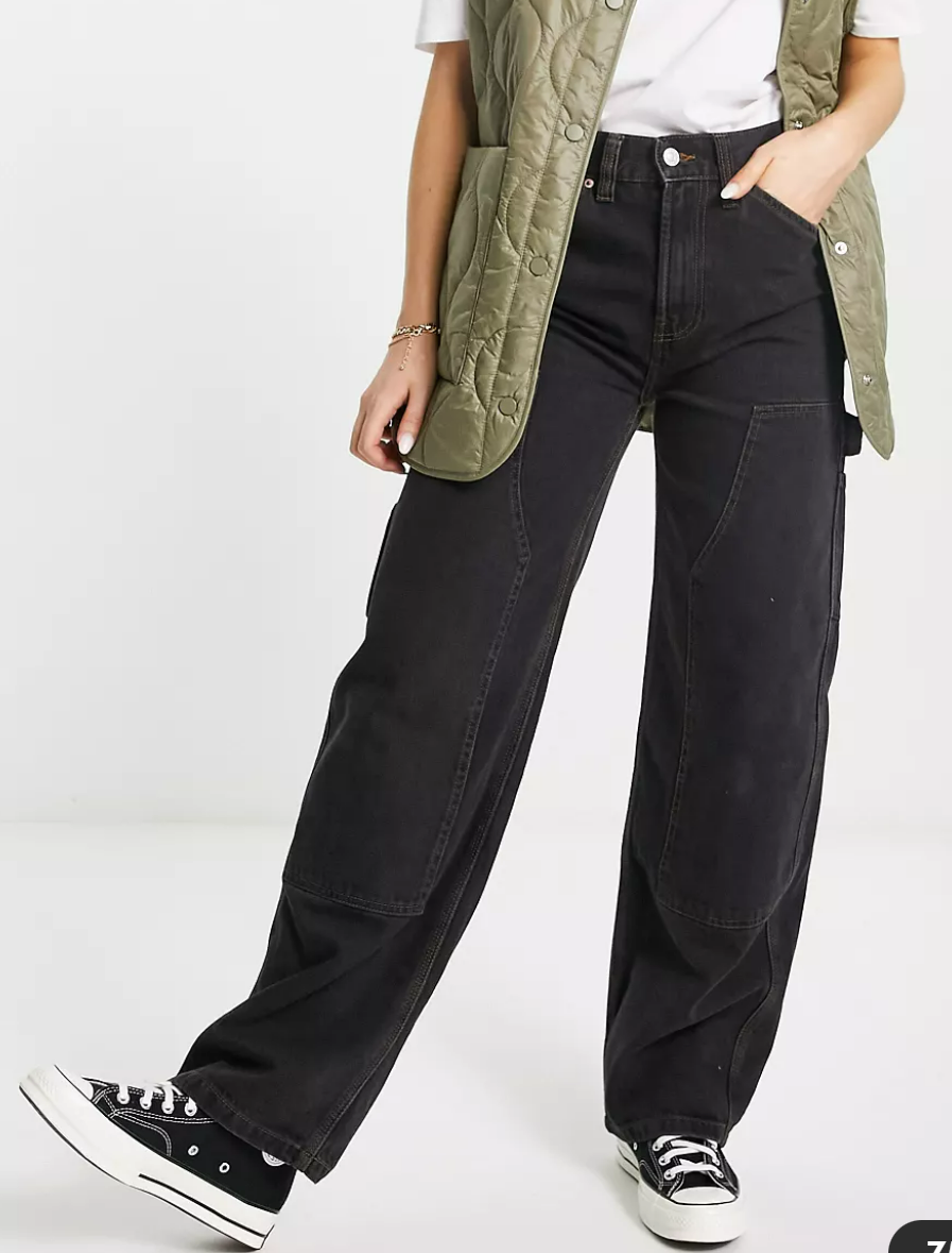 ASOS DESIGN low rise baggy boyfriend jeans with knee patches in washed black.png