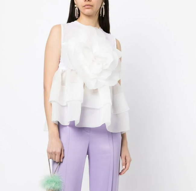 Cynthia Rowley Organza Flower Peplum Top.png