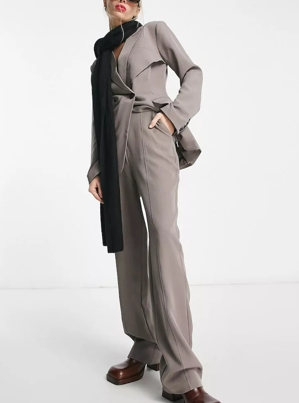 4th & Reckless tailored blazer and wide leg pants set in mushroom.png