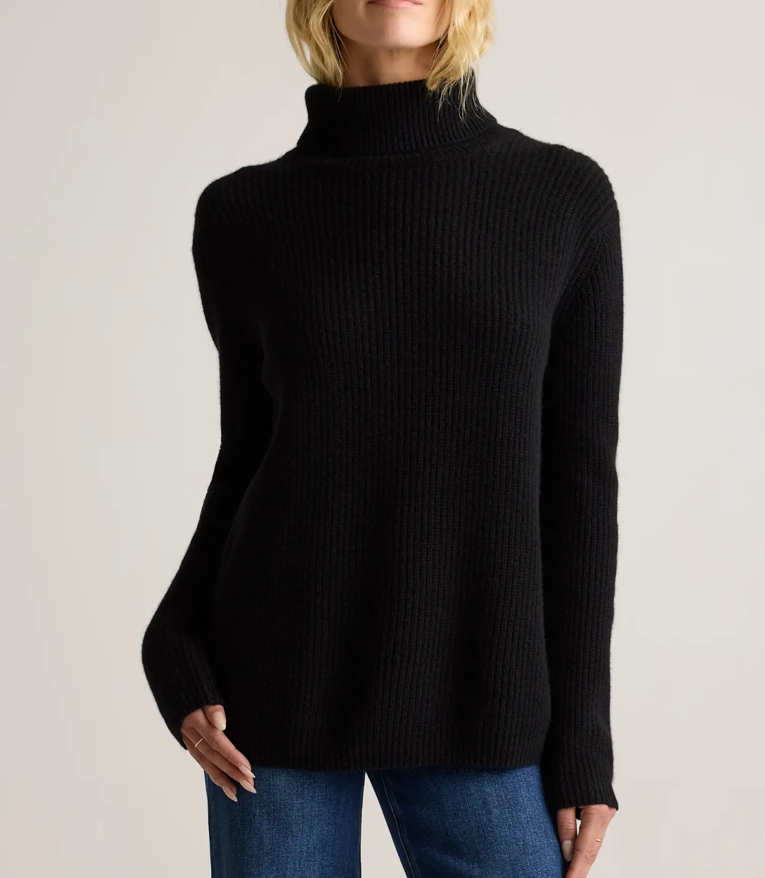 Quince Mongolian Cashmere Fisherman Turtleneck Sweater.png
