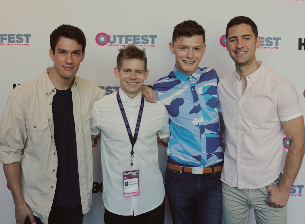 The film Andrew directed, SIGN, premiered to a sold out audience at OutFest -- the biggest LGBT film festival in the country. Andrew posed with cast members Preston Sadleir, Joshua Castille and Scott Bixby.