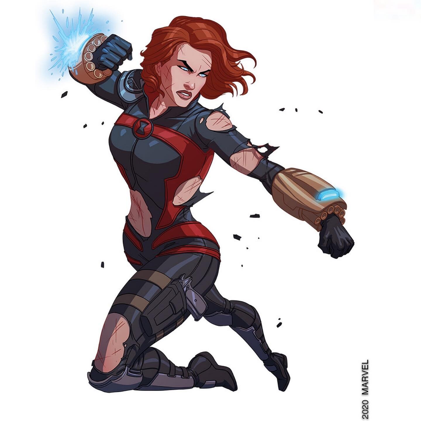 Hey! I can finally share a thing that I did about a year ago! This is some Black Widow art that I did for @atomicmassgames and their Marvel Crisis Protocol miniatures game. 

It was such a blast to bring my &quot;animated&quot; style to the @Marvel U