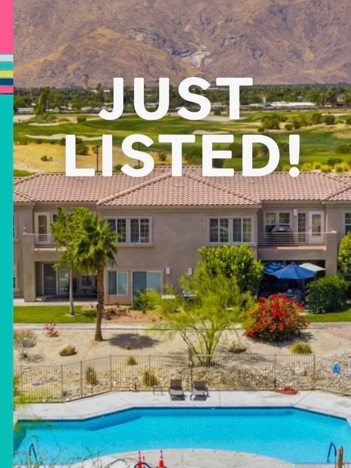 2/2 condo with elevated views, two decks for lots of outdoor space. Double garage. Mountain views, and close to Cimarron Golf Course and the CV Link. $420,000/$284.17 sq ft. 
#palmsprings #palmspringsrealestate #movetocalifornia #golf #poolside